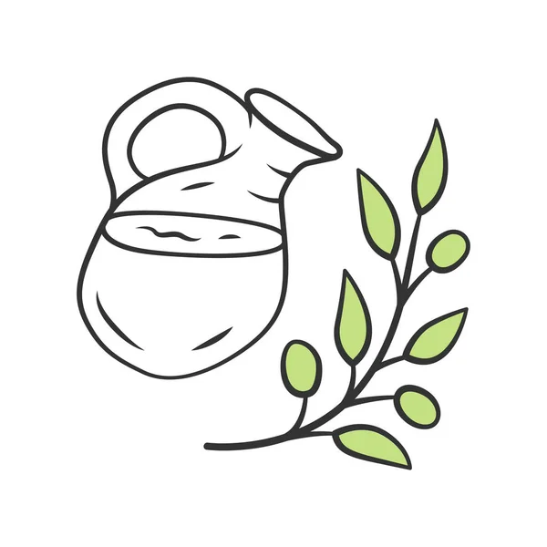 Icône de couleur pot de thé glacé à base de plantes. Boisson rafraîchissante naturelle d'été . — Image vectorielle