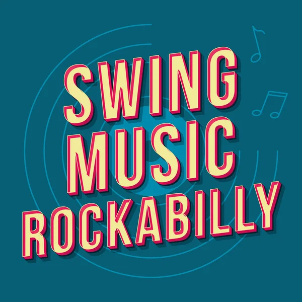 Swing Musik Rockabilly Vintage Vektor Schriftzug Fette Retro Schrift Schrift — Stockvektor