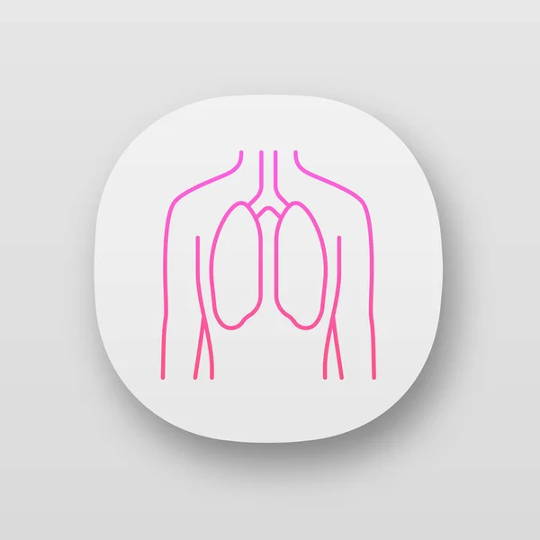 Healthy lungs app icon. Human organ in good health. People welln — Stock Vector