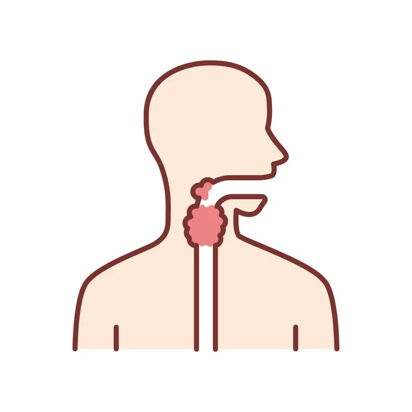 Icono del color de la garganta. Angina, amigdalitis. Enfermedad. Actualización — Vector de stock