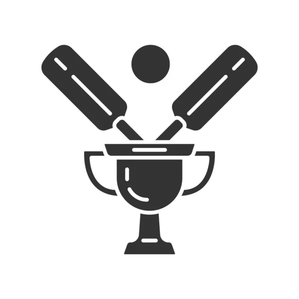 Cricket Championship Glyph Pictogram Sport Competitie Toernooiwinnaar Trofee Kampioen Cup — Stockvector