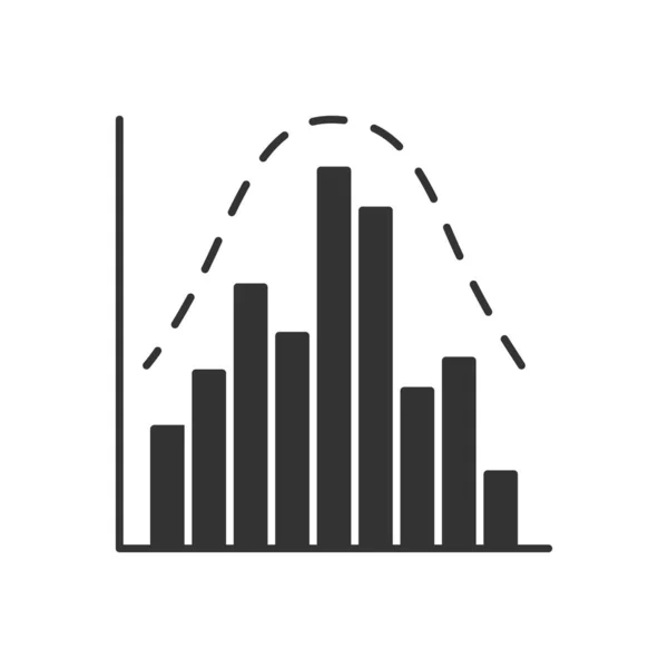 Icono del glifo del histograma. Diagrama. Información comercial de negocios. Análisis financiero. Visualización de datos estadísticos. Informe en forma visible. Símbolo de silueta. Espacio negativo. Ilustración aislada vectorial — Vector de stock