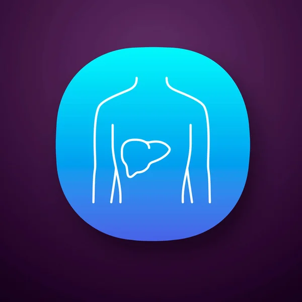Icono de aplicación de hígado saludable. Órgano humano en buena salud. Funcionamiento — Archivo Imágenes Vectoriales