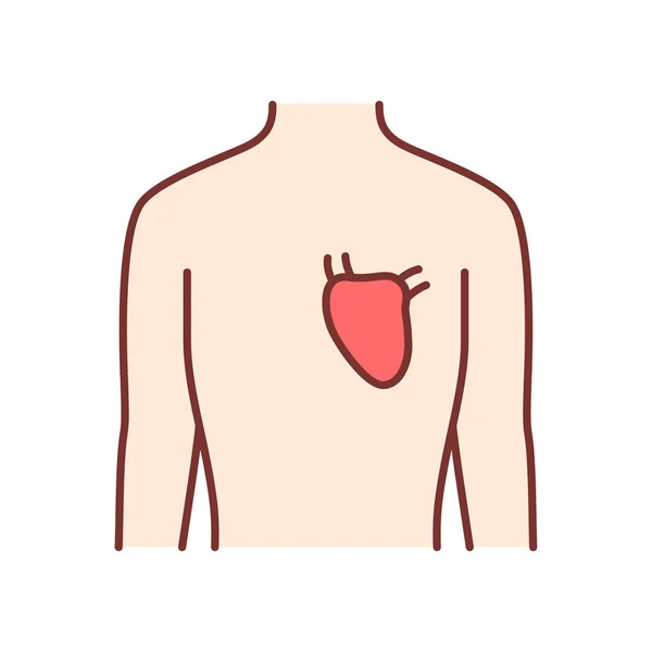 Значок здорового цвета сердца. Человеческий орган в хорошем здоровье. Люди в форме — стоковый вектор