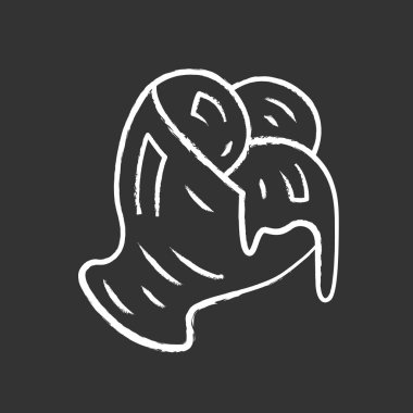 Dondurma tebeşir simgesi. Süt dondurulmuş ürün. Yaz tatlısı. Kafe, restoran menüsü. Plombir, sundae, gelato. Kasede yumuşak dondurma topları. Yalıtılmış vektör tebeşir tahtası çizimi