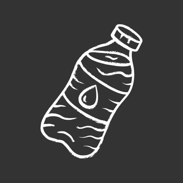 Mineral vatten krita ikon. Rent drickbart dricksvatten. Plastflaska med etikett. Alkoholfria förfriskningar. Icke kolsyrade, mousserande drycker. Isolerad vektor svarta tavlan illustration — Stock vektor