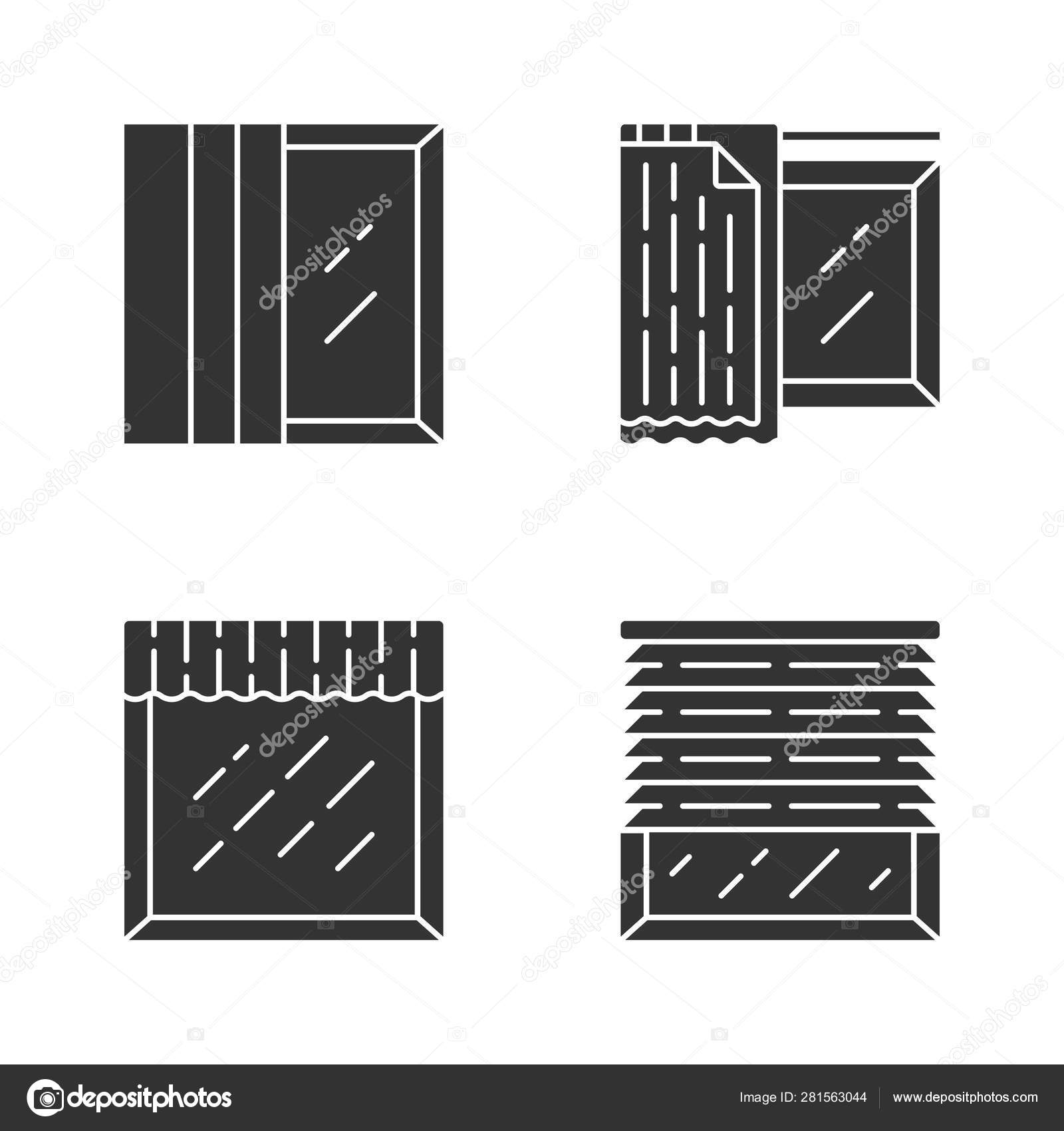 Window Treatments Glyph Icons Set Panel Tracks Liner