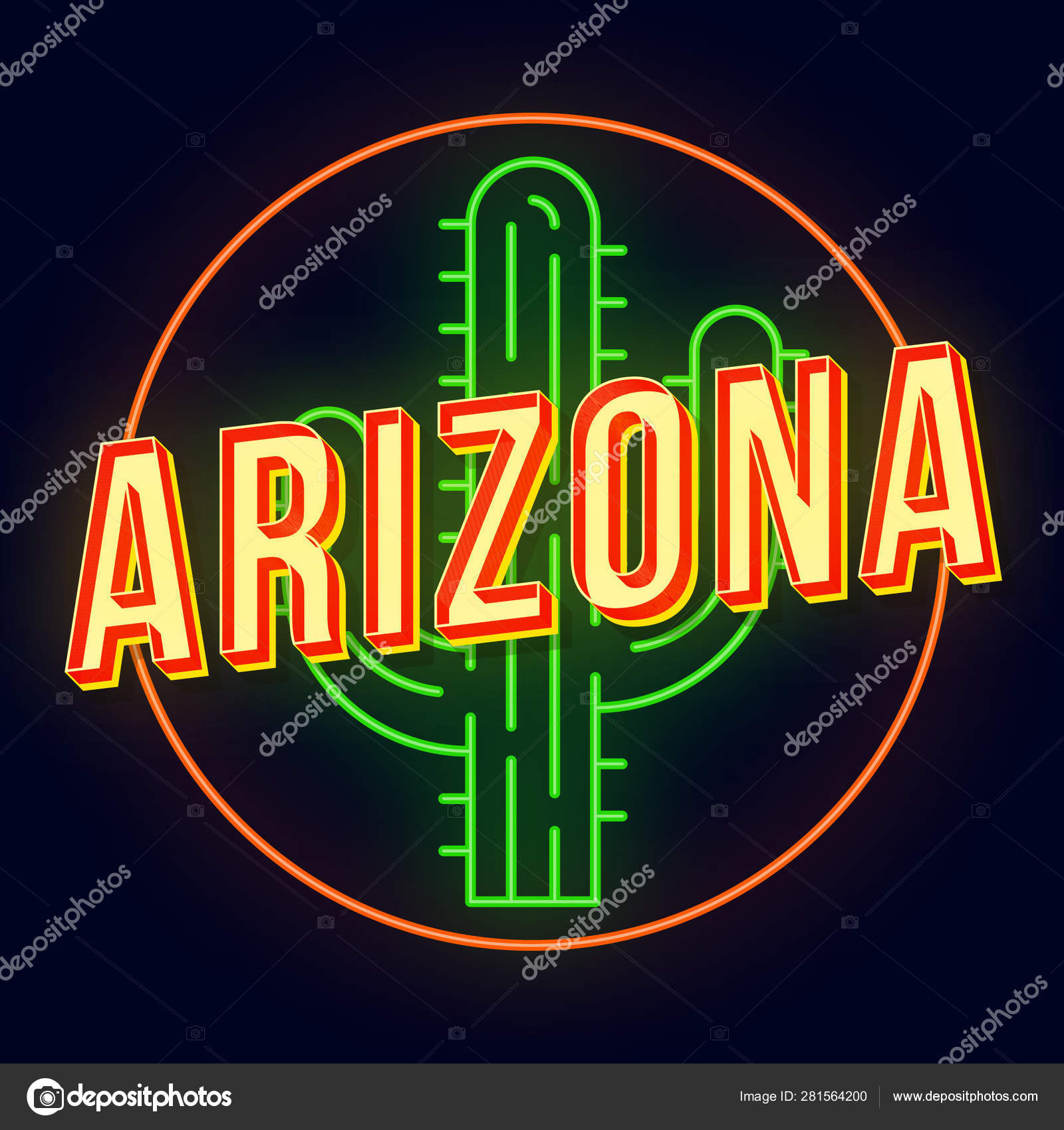 Arizona vintage 3D Vektor Schriftzug. Fette RetroSchrift, Schrift. Pop