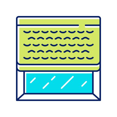 Dokuma ahşap tonları renk simgesi. Mutfak, oturma odası dekorasyonu karartma. Pencere panjurları. Ev, ofis iç aksesuarı. Pencere kaplaması, motorlu jalousie. Yalıtılmış vektör illüstrasyonu