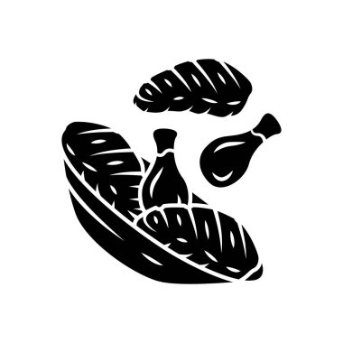 Meat plate glyph icon. Steak and chicken drumsticks. Butcher shop product. Restaurant, steakhouse menu. BBQ party. Meat cookery. Silhouette symbol. Negative space. Vector isolated illustration vector Meat plate glyph icon. Steak and chicken drumsticks. Butcher shop product. Restaurant, steakhouse menu. BBQ party. Meat cookery. Silhouette symbol. Negative space. Vector isolated illustration vector