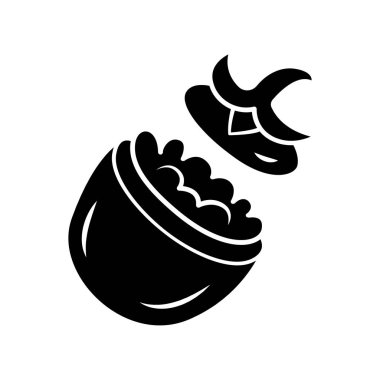 Peynir dolması domates glyph simgesi. Restoran, kafe menüsü. Yaz sebze tarifi. Sağlıklı beslenme, ev yapımı yiyecekler. Vejetaryen yemekleri. Siluet sembolü. Negatif boşluk. Vektör izole illüstrasyon