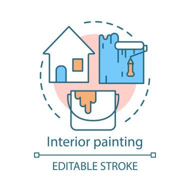 İç boyama kavram simgesi. Ev hizmeti fikir ince çizgi illu
