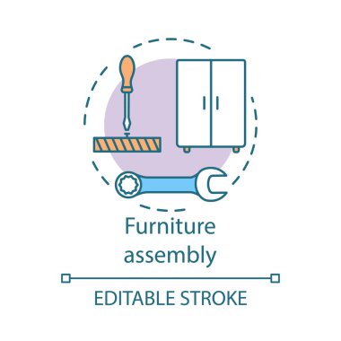 Mobilya montaj konsept simgesi. Ev hizmeti fikri ince çizgi hasta