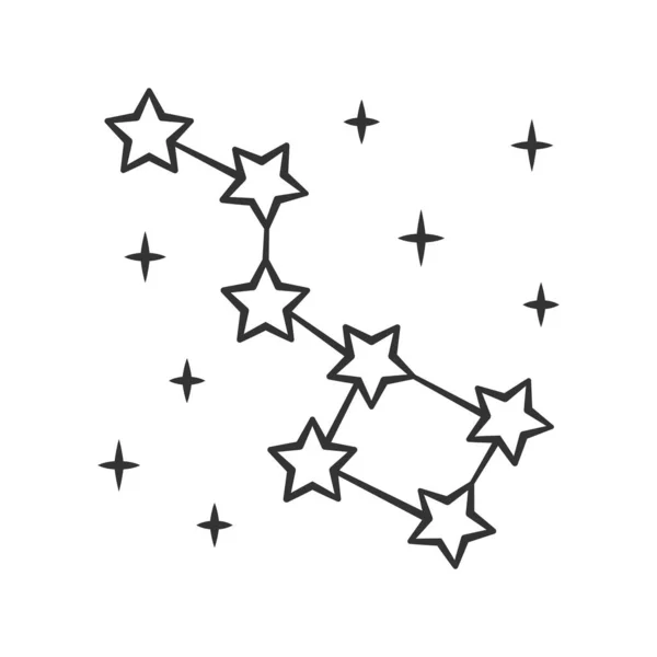 Lineární ikona souhvězdí. Skupina hvězd. Velký Dipper. To je vše. Hvězdná noční obloha. Studium hvězdnaté oblohy. Tenká čára ilustrace. Symbol okraje. Vektorový výkres s izolovaným obrysem. Upravitelný tah — Stockový vektor