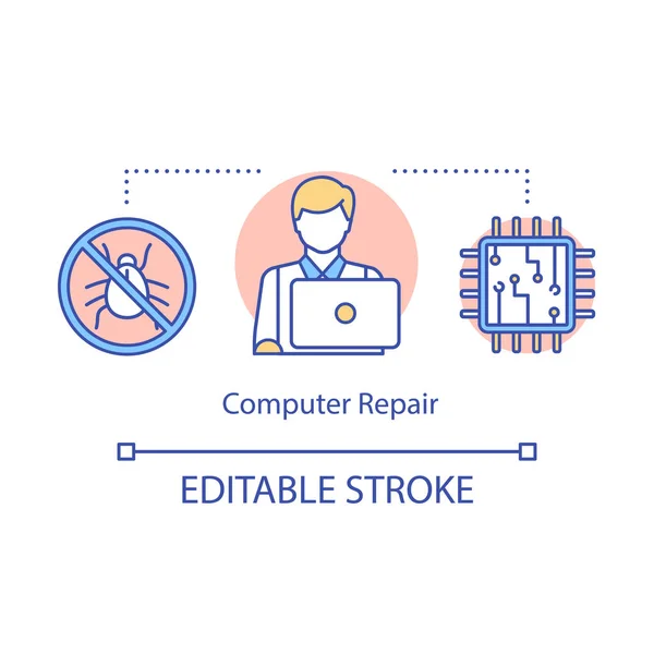 Icono Concepto Reparación Informática Servicio Técnico Arreglo Del Ordenador Portátil — Vector de stock