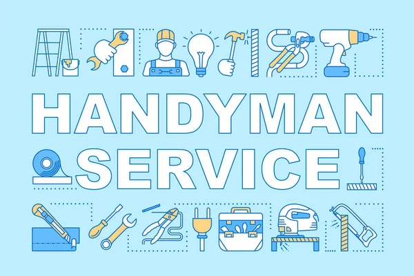 Handyman serviço palavra conceitos banner. Reparação doméstica. Coisa partida — Vetor de Stock