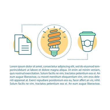 Office atık yönetimi makale sayfası vektör şablonu. Çevre bakımı, çevre dostu yaşam tarzı. Broşür, dergi, doğrusal simgeler ile kitapçık tasarım elemanı, metin. Baskı tasarımı. Kavram çizimleri