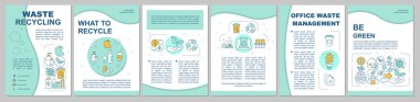 Atık geri dönüşüm broşür şablon düzeni. Çevre bakımı. Sinek