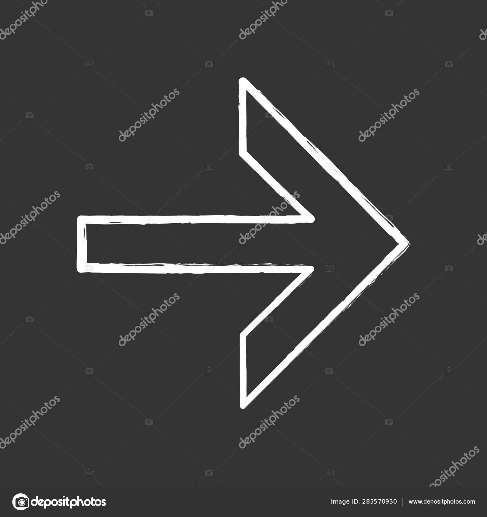 Forward Arrow Chalk Icon Next Right Arrow Navigation Pointer Sign Direction Move Computer Keyboard Button Motion Indexer Indicator Designator Isolated Vector Chalkboard Illustration Stock Vector C Bsd 285570930