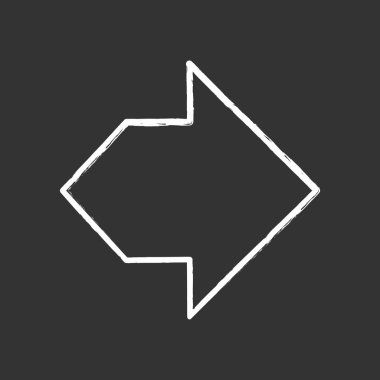 Çift ok tebeşir simgesi. İki yönlü navigasyon oku. İmleç işaret ediyor. Yol göstergesi, hareket atası. Sol ve sağ ok ucu yönü. Hareket, sırada. Yalıtılmış vektör tebeşir tahtası çizimi