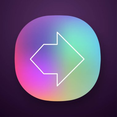 Çift ok uygulaması simgesi. İki yönlü navigasyon oku. İmleç işaret ediyor. Yol göstergesi. Sol, sağ ok ucu yönü. Sonraki. Ui/Ux kullanıcı arabirimi. Web veya mobil uygulama. Vektör izole illüstrasyon