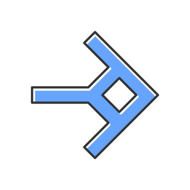 Şekilli mavi ok renk simgesi. Navigasyon ok ucu işareti. Doğu yönünde. Ok ucu sağa doğru işaret ediyor. Sonraki. Geometrik işaretçi, gösterge sembolü. Ok hareketi. Yalıtılmış vektör illüstrasyonu