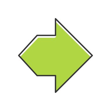 Çift yeşil ok renk simgesi. İki yönlü navigasyon oku. İmleç işaret ediyor. Yol göstergesi, hareket atası. Sol ve sağ ok ucu yönü. Hareket, sırada. Yalıtılmış vektör illüstrasyonu