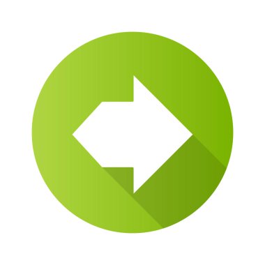 Çift ok düz tasarım uzun gölge glyph simgesi. İki yönlü navigasyon oku. İmleç işaret ediyor. Hareket atası. Sol ve sağ ok ucu yönü. Hareket, sırada. Vektör siluet illüstrasyon