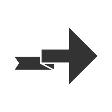 Katlanır çizgi glyph simgesi ile ok. Sağ ok ucu. Bir sonraki kurdele oku. İşareti gösteriyor. Yön dizinleyici, gösterge. Siluet sembolü. Negatif boşluk. Vektör izole illüstrasyon