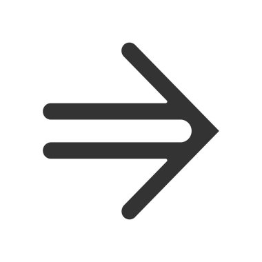 Çift çizgili ok glyph simgesi. İşaret, işaretçi düğmesini gösterir. İleri göstergesi. Ok ucu doğru yönü gösteriyor. Navigasyon oku. Siluet sembolü. Negatif boşluk. Vektör izole illüstrasyon