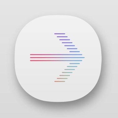 Çizgili ok uygulaması simgesi. İleri göstergesi, sağa dönüş. İşaretçi simgesi. Sonra, ileri. Ok ucu sağa doğru işaret ediyor. Ui/Ux kullanıcı arabirimi. Web veya mobil uygulamalar. Vektör izole çizimler