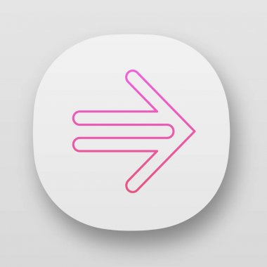 Çift çizgili ok uygulaması simgesi. İşaret, işaretçi düğmesini gösterir. İleri ok ucu sağa işaret. Navigasyon oku. Ui/Ux kullanıcı arabirimi. Web veya mobil uygulamalar. Vektör izole çizimler