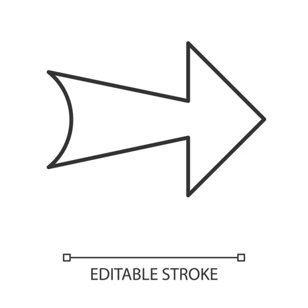 Weites lineares Pfeil-Symbol. Rechtsweg. Pfeilspitzen-Indexer. als nächstes. Hinweisschild. Pfeil zeigt die richtige Richtung an. Schmalspur-Illustration. Kontursymbol. vektorisolierte Umrisszeichnung. editierbarer Schlaganfall — Stockvektor