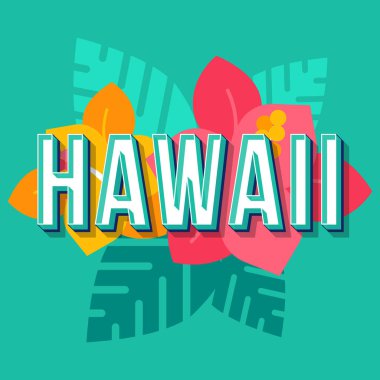 Hawaii vintage 3d vektör yazı. Retro kalın yazı tipi, yazı tipi. P