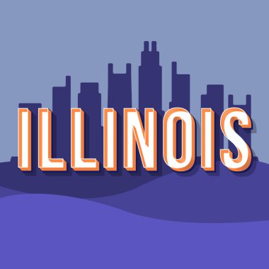Illinois vintage 3d vektör yazı. Retro kalın yazı tipi, yazı tipi.