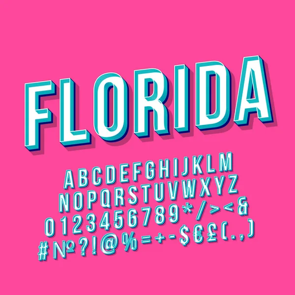 Florida vintage 3d vector lettering. Retro bold font, typeface. — Stock Vector