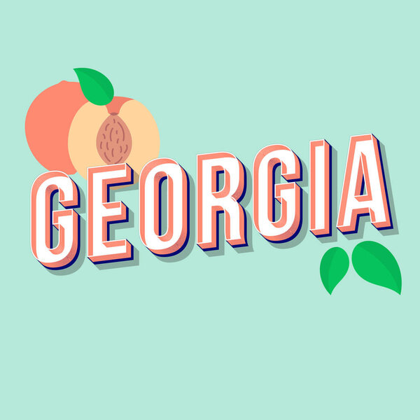 Georgia vintage 3d vector lettering. Retro bold font, typeface. 
