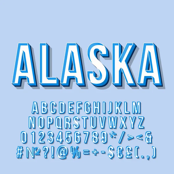 Alaska vintage 3d lettrage vectoriel. Police en gras rétro, police de caractères. P — Image vectorielle