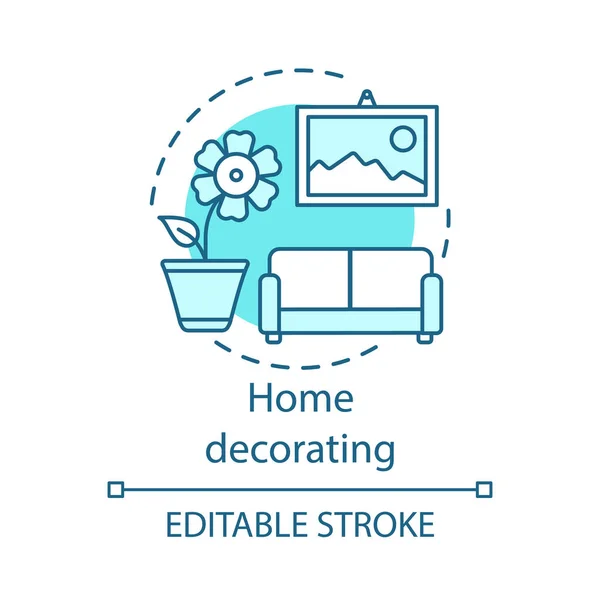 Ícone de conceito de decoração de casa. Idéia de serviço em casa linha fina illust —  Vetores de Stock