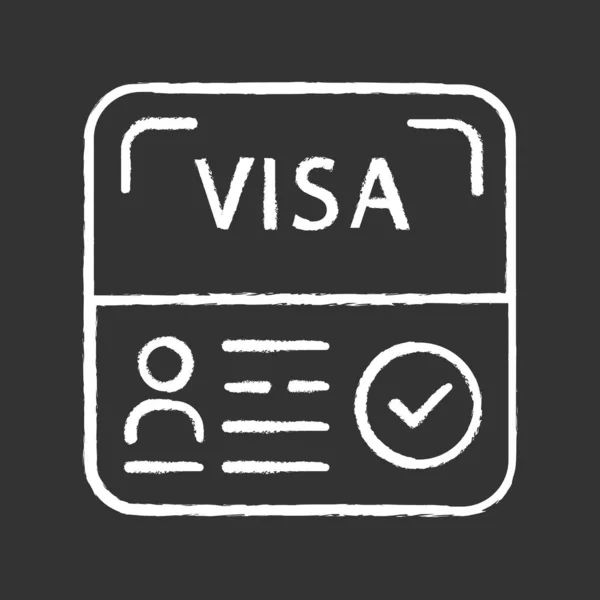 Start-up Visa Kreide Symbol. Vorübergehende Aufenthaltserlaubnis. Reisedokument. Papierkram für Touristen. Einwanderung. Reisegenehmigung. Visa für ausländische Unternehmer. Isolierte Vektor-Tafel-Illustration — Stockvektor