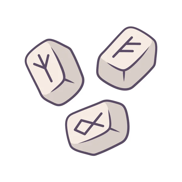 Колір каміння «Руна». Скандинавські, північні рунети. Вікінг алфавіт камені з Рунічна напис. Руна читання, ворожіння. Кельтські Oracle таємниці елементів. Ізольована Векторна ілюстрація — стоковий вектор