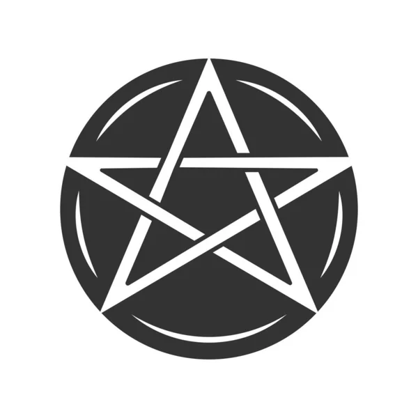 Pentagram glyph icon. Occult ritual pentacle. Devil star. Satanic cult, wiccan & pagan silhouette symbol. Witchcraft, esoteric and diabolic sign. Mystic heptagram. Vector isolated illustration — Stock Vector