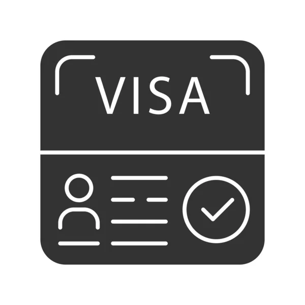 Start Visa glyph icoon. Tijdelijke verblijfsvergunning. Reisdocument. Immigratie. Reis goedkeuring. Buitenlandse ondernemers Visa. Silhouet symbool. Negatieve ruimte. Vector geïsoleerde illustratie — Stockvector