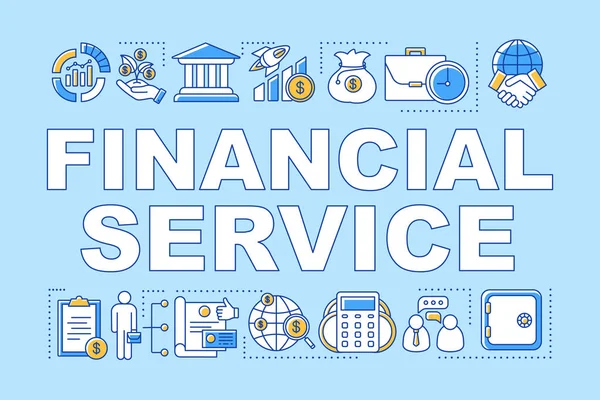 Financial service word concepts banner. Savings and investments. Money management. Presentation, website. Isolated lettering typography idea with linear icons. Vector outline illustration — Stock Vector