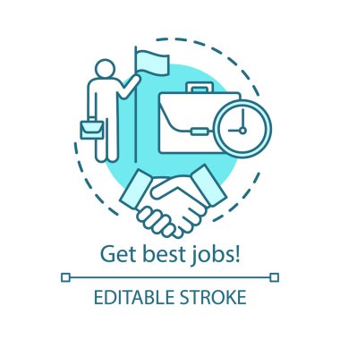 En iyi işler kavram simgesi alın. Anlaşma fikri ince çizgi illüstrasyon yapma. Çalışan alımı. Pazarlık, ortaklık. Başarılı bir anlaşma, istihdam. Vektör yalıtılmış anahat çizimi. Kullanılabilir kontur