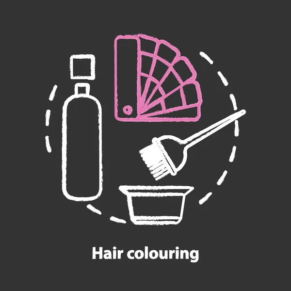 Icono de concepto de tiza para colorear el cabello. Cabello resaltado y teñido, peinado. Idea de peinado. Peluquería, salón de belleza, peluquería. Ilustración de pizarra aislada vectorial — Vector de stock