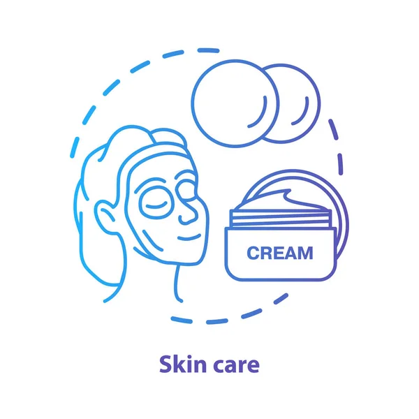 Skin care blue concept icon. Cosmetology salon, SPA procedures idea thin line illustration. Skincare products. Moisturising cream. Blue gradient vector isolated outline drawing. Editable stroke — Stock Vector