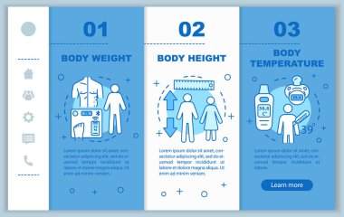 Mobil web sayfaları vektör şablonu üzerinde vücut ölçümü. Biz