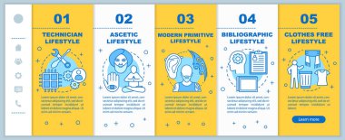 Mobil web sayfaları vektör şablonuna binen yaşam tarzı türleri. Asc