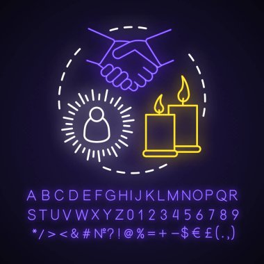 Evocation neon ışık kavramı simgesi. Okültizm ve batıl inanç id
